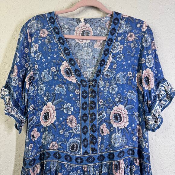 SPELL & THE GYPSY Dress Small Collective Zahara Maxi Boho Floral Metallic Thread - Picture 6 of 16